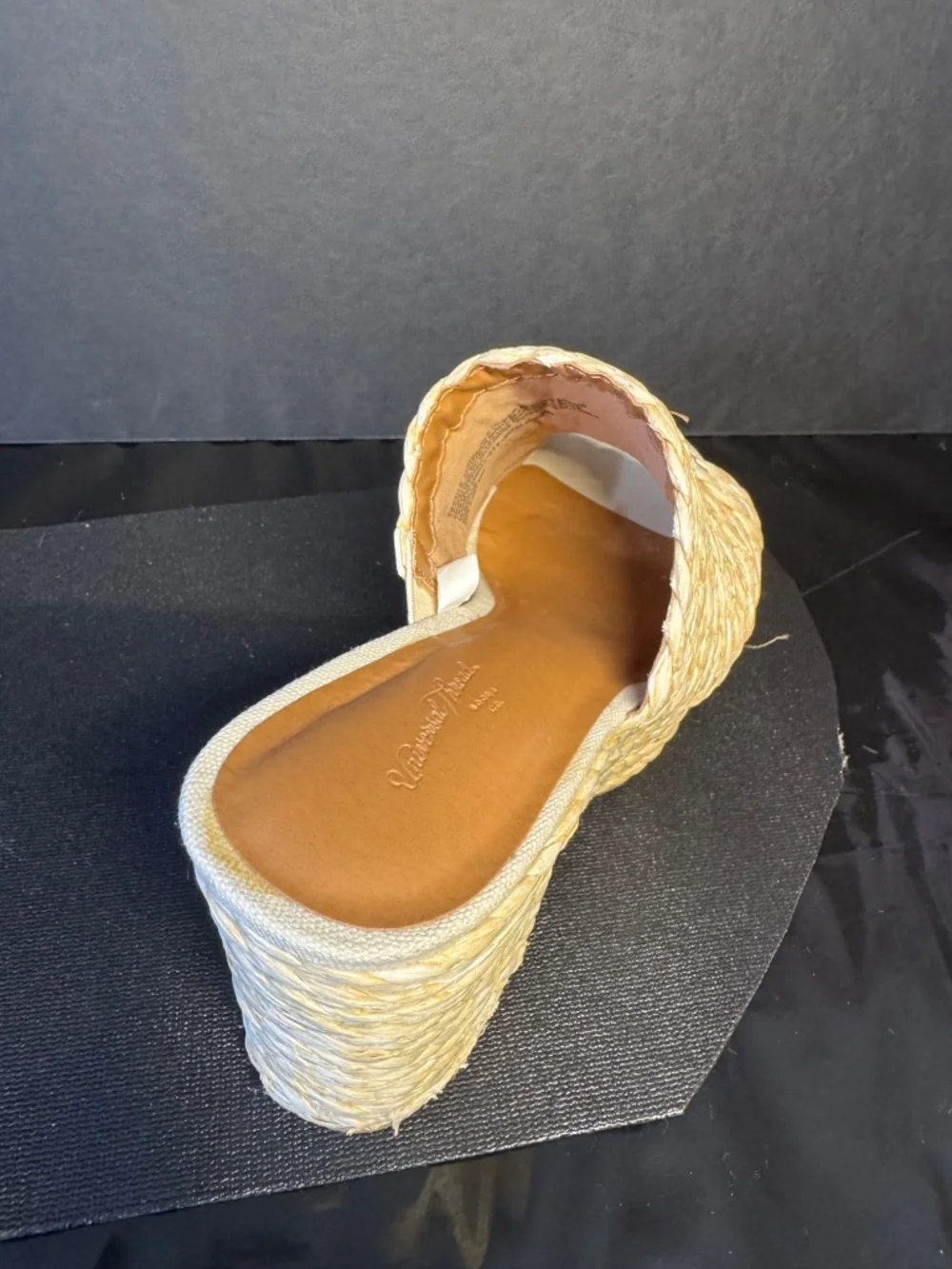 Raffia Platform Mule Heels Size 6 Woven Straw Slide Sandals
